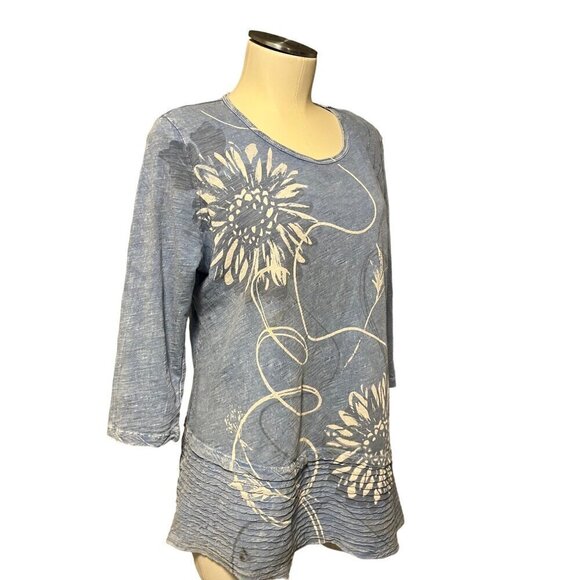 nwt small jess and jane blue asymetrical cotton 3/4 sleeve - Picture 4 of 8